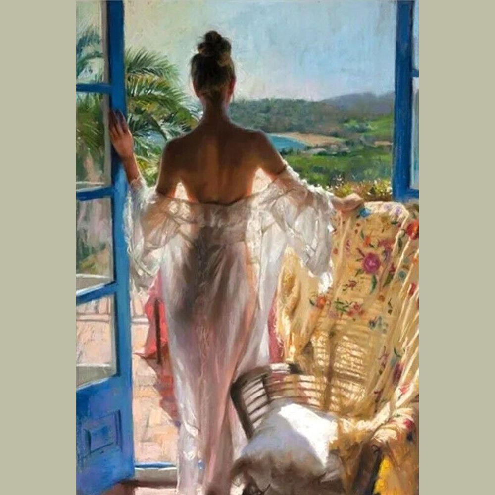 Modern Art Nude Woman In Sheer Nightgown Art Print 11.8" x 15.7" Stunning! Home & Garden:Home Décor:Posters & Prints Style Your Walls